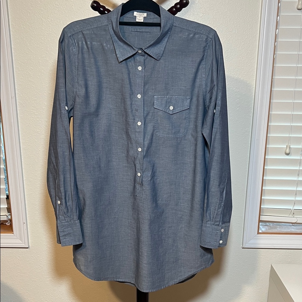 J. Crew Women's Blue Button Down Tunic